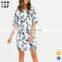 2017Autumn european fashion woman clothes knee length print dresses for ladies