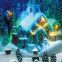 LED snowing church scene led light Family Play Snowman Polyresin Christmas House Decoration