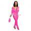LAITE SET2083 2020 hot sales high quality cotton patchwork zipper-up 2 piece set women clothing two piece pants set