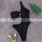 2019 Black One Shoulder Sexy One Piece Swimsuit Women Push Up Swimwear Solid Summer BeachWear High Cut Bathing Monokini Bodysuit