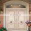 China manufacturer modern solid wood double exterior entry door wooden round top front door