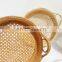Set Of 2 Woven Rattan Tray with Handle, Wicker Fruit tray Natural Tray Basket Wholesale Handwoven