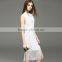 2017 hot new women hollow knit dress sleeveless slim hip long dress with tassel