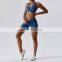 4 Pcs High Quality Yoga Sets Backless Supportive Sports Bras Wholesale Cross Waist Biker Shorts