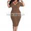 F20095A New fashion fat women dresses deep v neck slim packet hip plus size dress