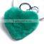 Cute and Fluffy Heart-Shaped Rabbit Fur Pom Pom Balls Keychain