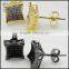 mens mircopaved brass cz stone earring