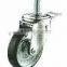 Swivel/Swivel Brake Threaded Stem Castor Fitted with Rubber Wheel Mold on Metal Rim, Flange Bearing