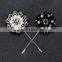 Men's Suit brooch copper brown beads flower lapel pin formal