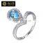 fashion gemstone ring jewellery factory wholesale newest style 925 sterling silver inlaid blue topaz natural stone silver ring