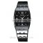 square shape vogue black dial steel wrist watch for woman