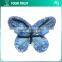 Black Blue Beaded Blue Scrub Shinning Butterfly Sequin Applique Patch