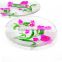 Hand Painted Round Food Rrade Clear Glass Plate With Flower Design