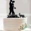 Bride and Groom Silhouette Wedding Cake Topper Custom Personalized Monogram Name