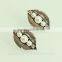 Cheap leaf rhinestone fake pearl metal stud earring
