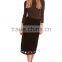 High fashion womens clothing cut out grid hem balck women woven skrit