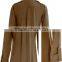 Brown shirt collar Abaya with box pleats in eco friendly bamboo