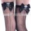 Taiwan Factory Skull with Bows Backseam Fishnet Stockings