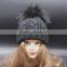 2015 coolorful knitted woolen hat with fur pompoms