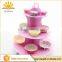 Princess Paper Cupcake Stand For Girls 3-Tire Polka Dot Cake Holder Pink Party Supply