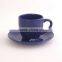 200--300ml blue glazed ceramic mug with saucer