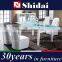 Contemporary White Frosted Glass Extendable Dining Room Set A-32