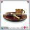 JANPANESE FEATURE VINTAGE ROUND OVAL WOODEN DIP SNACK SERVING FOOD TRAY 12" DIAMETER BREAKFOOD TRAY CN