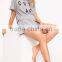 Cheap Price Custom Logo Print Ladies Pajamas Short Pyjama Summer Grey Loungwear Set