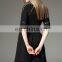 Short sleeve black knit dress with beads dress China supplier