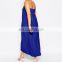 2016 China Supplier Factory Price Dark Blue Halter Asymmetry Evening Dress For Fat Women