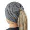 OEM Messy High Bun Stretchy Pony Tail Beanie Cable Knit Ponytail Beanie Hat