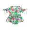 Floral pattern flower printing  soft bright  jumpsuit girl baby rompers