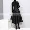 TWOTWINSTYLE Women Elegant Dresses PU Leather Square Collar Spaghetti Strap High Waist Fashion