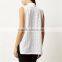 White slim and fit holey sleeveless elegant high neck ladies top