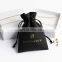 PandaSew Custom Logo Luxury Black Suede Velvet Package Drawstring Jewelry Pouch Bag