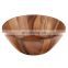 Acacia Wood Round Flair Serving Bowl for Fruits or Salads, Large, 12