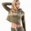 2022 New Arrival Custom Wholesale Hot Long Sleeve Lady Women crop Top Pullover Hoodie gym Cropped top club Hoodies