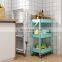Space saver 3 tier foldable storage shelf utility hotel office organizer rack kitchen trolley cart with lockable wheels
