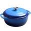 Enameled Cast Iron Round Dutch Oven With Lid and Dual Handles, Heavy-Duty & Small, 5L, Blue