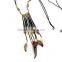 Wholesale High Quality Handmade Black Velour Indian Style Real Feather Pendant Necklace