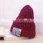 Label Embroidery Multi-colors Plain Knitting Girls Beanie Hat and Cap
