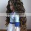 Long deep wave blond doll wigs with baby hair