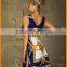 quick to sell through burst paragraph 2016 new sey deep V waist belt vest Printed Dress summer