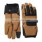 Man waterproof breathable leather palm snowboard ski gloves