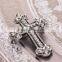 Alloy cz diamond crystal men's vintage cross brooch