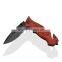 OEM stainless steel black blade folding knife with wood handle