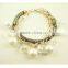 Gold Alloy Pearl Chain Bracelet With PU Strap