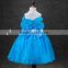 2015 Europe market hot sale blue Princess kids dress latest design boutique shop fashion baby girls party wear dress