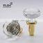Modern Clear Gilded Finish Zinc Alloy Bathroom Glass Crystal Door Handle