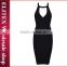 2015 Wholesale hot black halter crossover plus size bodycon bandage dress